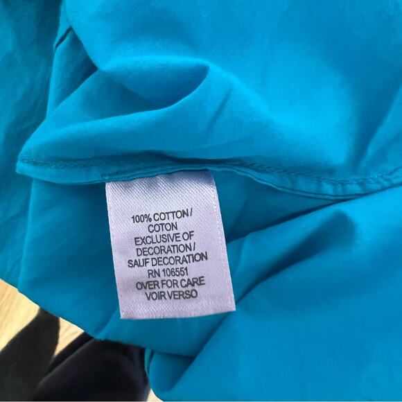 Calypso St. Barth Aqua Blue 3/4 Sleeve Embroidered Cotton Tunic Women's size M - Picture 6 of 8